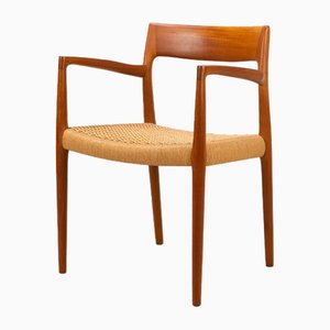 Danish Model 57 Armchair in Teak with Paper Cord Seat by Niels O. Møller for J.L. Møllers, 1959
