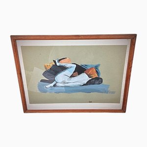 Ludo, Donna nuda distesa, anni '50, Acquarello