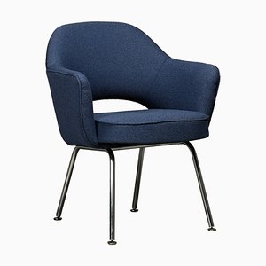 Fauteuil de Direction en Tissu Bouclé Bleu par Eero Saarinen pour Knoll International, 1978