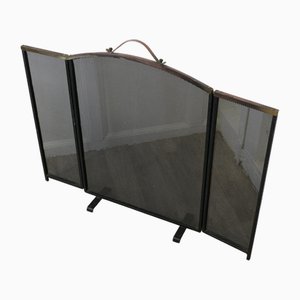 Pare-Feu Spark Pliant en Cuivre et en Maille Fine, 1920s