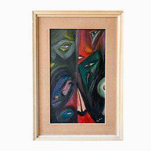 Ojos, años 70, óleo sobre tabla, enmarcado
