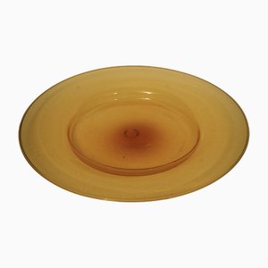 Round Orange Color Glass Plate from Cappellin Murano, 1920s