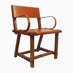 Poltrona in pelle di Jacques Adnet, anni '40