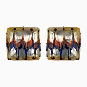 Italian Harlequin Sconces in Murano Glass and Metal, 1970s, Set of 2