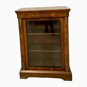 Antike viktorianische Vitrine aus Nussholz & Satinholz mit Intarsien, 1860er