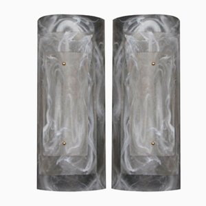 Lámparas de pared grandes de cristal de Murano de alabastro, años 90. Juego de 2