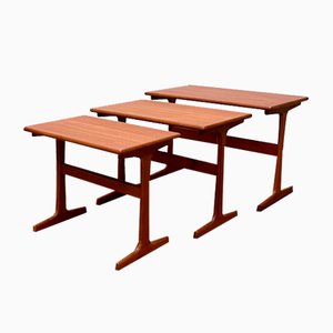 Dänische Mid-Century Teak Satztische von Vildbjerg Møbelfabrik, 1960er, 3er Set