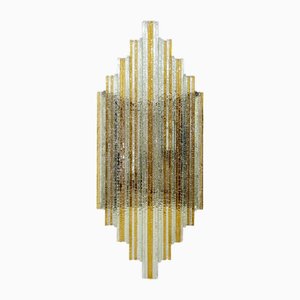 Lámpara de pared italiana moderna de cristal de Murano apilado atribuida a Poliarte, Italia, años 70