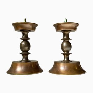 Bougeoirs d'Autel Art Déco en Bronze de Cawa, 1930s, Set de 2