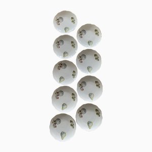 Assiettes en Porcelaine avec Motif de Fruits de Ab Lidköpings Porslinsfabrik, Suède, 1920, Set de 9