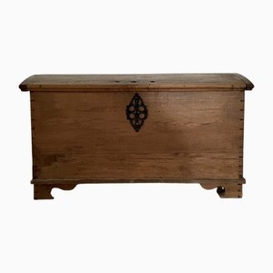 Oak Chest with Wrought Iron Fittings, 19th Century