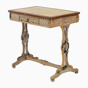 Small English Regency Painted and Gesso Gilded Writing Table, 1820s