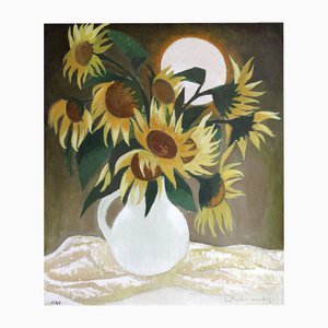 Laimdots Murnieks, Sunflowers, 1990, Oil on Cardboard