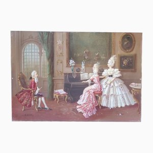 G. Guidi, Nobles en escenas interiores, años 20, óleo sobre lienzo