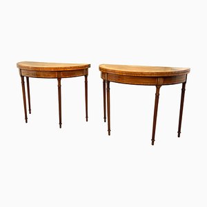 Tables de Jeux Demi Lune Géorgiennes, 1785, Set de 2