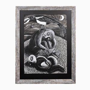 Julian Ruddock, The Thief, Pastel sur Papier, 1980s, Pastel