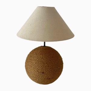20. Jh. Moderne Tischlampe aus Seil von Adrien Audoux & Frida Minet, Frankreich, 1950er