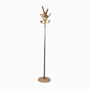 Vintage Italian Coat Rack in Marble, Brass and Wood, 1960s