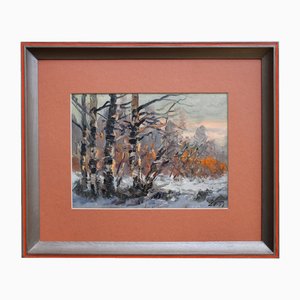 Edgars Vinters, Winter Morning, 1977, Oil on Cardboard
