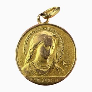 Colgante de oro amarillo de 18 k de la Virgen María con forma de Ave Maria
