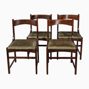 Italienische Vintage Stühle aus Holz & Grünem Samt, 1960er, 4er Set