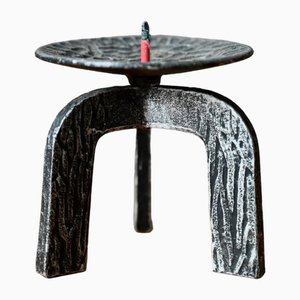Brutalistischer Dreifuß Kerzenhalter aus Metall, 1970er