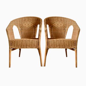 Butacas francesas vintage de ratán. Juego de 2