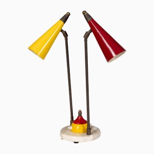 Vintage Tischlampe mit kegelförmigen Lampenschirmen von Stilnovo, 1950er