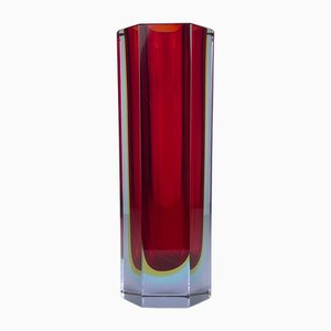 Jarrón Sommerso de cristal de Murano al estilo de Flavio Poli, Italia, años 70