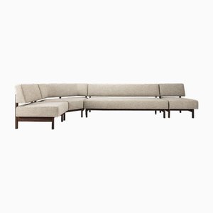 Living Room Set in Off-White Fabric and Rosewood, Italy, 1960s, Set of 4