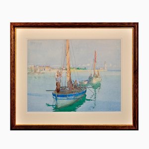 William Lee Hankey, The Love Between Man and the Deep Blue Sea, Honfleur, Normandie, Aquarell, Gerahmt