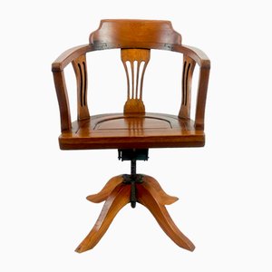 Antique Swivel Walnut Desk Chair, 1890s