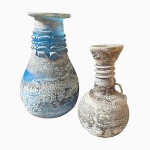 Blue and Gray Scavo Murano Glass Vases from Cenedese, 1970s, Set of 2
