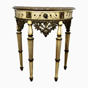 Half Moon Carved and Painted Console Table, 1890s