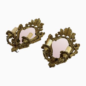 Mid-Century Modern Wall Lamps with Mirror, 1960s, Set of 2