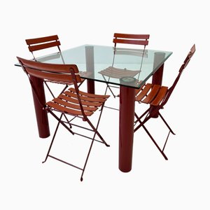 Tavolini da caffè Marcuso con sedie pieghevoli di Zanotta, set di 5