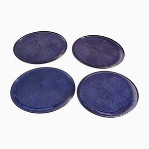 Vintage Cobalt Blue Glass Plate, 1970s, Set of 4