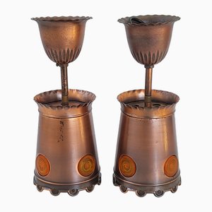 Brustalist Deckenlampen aus Kupfer & Kunststoff, 1970er, 2 . Set
