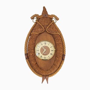 Vintage Carrez Wall Clock in Rope, 1970s
