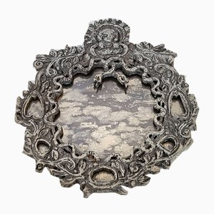 Specchio vintage con cornice e base in vetro acrilico, anni '70