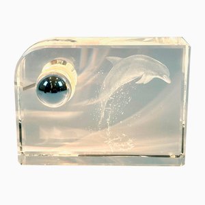 Vintage Crystal Glass Block Table Lamp from Stiefelmayer Gmbh, 1990s