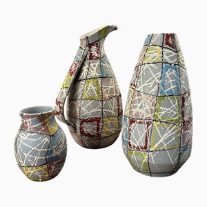 Ultra Hand-Painted Vase by Fratelli Fanciullaccii, 1950, Set of 3