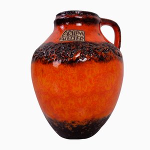 Orange & Schwarze Lava Studio Keramikvase von Carstens Atelier, Deutschland, 1970er