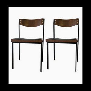 Stapelstühle aus Teak & Eisen, 1960er, 2er Set