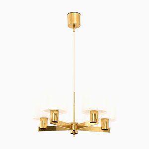 Chandelier in Brass and Acrylic Glass attributed to Hans-Agne Jakobsson, 1960s