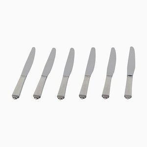 Pyramid Short-Handled Dinner Knives in Sterling Silver by Georg Jensen, 1930s, Set of 6