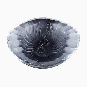 Art Glass Bowl with Relief Decoration from Lalique, France, 1980s