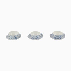 Blue Fluted Plain Tea Cups with Saucers from Royal Copenhagen, 1970s, Set of 6