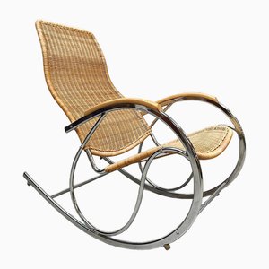 Vintage Schaukelstuhl aus Chrom & Korbgeflecht, 1970er