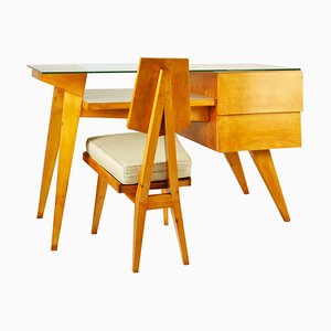 Italienischer Schreibtisch und Stuhl von Gio Ponti, 1950er, 2er Set